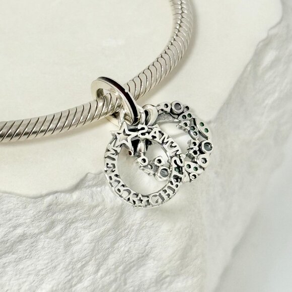 Pandora Holiday Wreath Double Dangle Charm Sterling silver - Picture 3 of 5